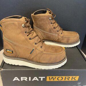 Mens Ariat Rebar Wedge Moc Toe 6" Aged Honey Waterproof Comp Toe Boots. Size 8D.